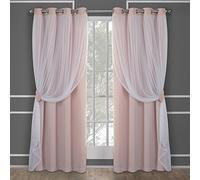 Exclusive Home Curtains Town & Country Luxe Catarina Paire de Rideaux occultants et Transparents superposés avec œillets, Polyester, Rose Blush, 108 x 52 x 0,2 cm