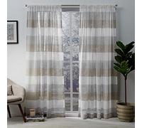Exclusive Home Lot de 2 Rideaux Bern Transparents avec Passe-Tringle, café, 137,2 x 213,4 cm