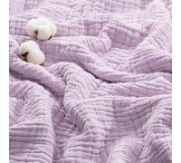 Exclusivo Mezcla Couverture Plaid Pur Coton, 150 x 200 CM, Lilas | 6 couches compressées, douceur bulle, jeté de lit, canapé, voyage, texture alvéolée, léger, respirant, rafraîchissant en été