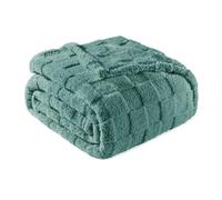 Exclusivo Mezcla Plaid Couverture à Carreaux, 130 x 150 CM, Réséda | Plaid gaufré à texture damier en relief sur teinte unie, doux et chaud, douillet et moelleux, idéal pour canapé, lit, voyage