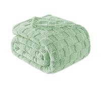 Exclusivo Mezcla Plaid Couverture à Carreaux, 150 x 200 CM, Vert Sauge | Plaid gaufré à texture damier en relief sur teinte unie, doux et chaud, douillet et moelleux, idéal pour canapé, lit, voyage