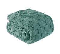 Exclusivo Mezcla Plaid Couverture à Carreaux, 220 x 240 CM, Réséda | Plaid gaufré à texture damier en relief sur teinte unie, doux et chaud, douillet et moelleux, idéal pour canapé, lit, voyage