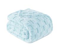 Exclusivo Mezcla Plaid Couverture à Carreaux, 230 x 270 CM, Bleu Clair | Plaid gaufré à texture damier en relief sur teinte unie, doux et chaud, douillet et moelleux, idéal pour canapé, lit, voyage