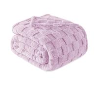 Exclusivo Mezcla Plaid Couverture à Carreaux, 230 x 270 CM, Lilas | Plaid gaufré à texture damier en relief sur teinte unie, doux et chaud, douillet et moelleux, idéal pour canapé, lit, voyage