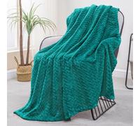 Exclusivo Mezcla Plaid Couverture à Chevron, 130 x 170 cm, Bleu Canard | Motif chevron raffiné, double face pelucheuse ultra-douce. Chaleur enveloppante sans excès, idéal pour canapé, lit ou voyage