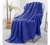 Exclusivo Mezcla Plaid Couverture à Chevron, 130 x 170 cm, Bleu Cobalt | Motif chevron raffiné, double face pelucheuse ultra-douce. Chaleur enveloppante sans excès, idéal pour canapé, lit ou voyage