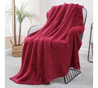 Exclusivo Mezcla Plaid Couverture à Chevron, 130 x 170 cm, Bordeaux | Motif chevron raffiné, double face pelucheuse ultra-douce. Chaleur enveloppante sans excès, idéal pour canapé, lit ou voyage