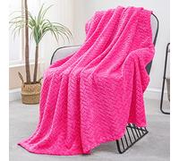Exclusivo Mezcla Plaid Couverture à Chevron, 130 x 170 cm, Fuchsia | Motif chevron raffiné, double face pelucheuse ultra-douce. Chaleur enveloppante sans excès, idéal pour canapé, lit ou voyage