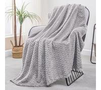 Exclusivo Mezcla Plaid Couverture à Chevron, 130 x 170 cm, Gris Clair | Motif chevron raffiné, double face pelucheuse ultra-douce. Chaleur enveloppante sans excès, idéal pour canapé, lit ou voyage