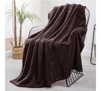 Exclusivo Mezcla Plaid Couverture à Chevron, 130 x 170 cm, Marron | Motif chevron raffiné, double face pelucheuse ultra-douce. Chaleur enveloppante sans excès, idéal pour canapé, lit ou voyage
