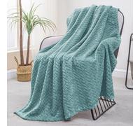 Exclusivo Mezcla Plaid Couverture à Chevron, 130 x 170 cm, Réséda | Motif chevron raffiné, double face pelucheuse ultra-douce. Chaleur enveloppante sans excès, idéal pour canapé, lit ou voyage