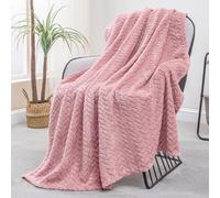 Exclusivo Mezcla Plaid Couverture à Chevron, 130 x 170 cm, Rose | Motif chevron raffiné, double face pelucheuse ultra-douce. Chaleur enveloppante sans excès, idéal pour canapé, lit ou voyage