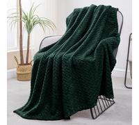 Exclusivo Mezcla Plaid Couverture à Chevron, 130 x 170 cm, Vert Forêt | Motif chevron raffiné, double face pelucheuse ultra-douce. Chaleur enveloppante sans excès, idéal pour canapé, lit ou voyage
