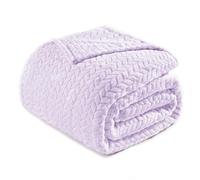 Exclusivo Mezcla Plaid Couverture à Chevron, 150 x 200 cm, Lilas | Motif chevron raffiné, double face pelucheuse ultra-douce. Chaleur enveloppante sans excès, idéal pour canapé, lit ou voyage