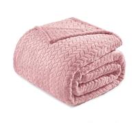 Exclusivo Mezcla Plaid Couverture à Chevron, 220 x 240 cm, Rose | Motif chevron raffiné, double face pelucheuse ultra-douce. Chaleur enveloppante sans excès, idéal pour canapé, lit ou voyage