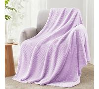 Exclusivo Mezcla Plaid Couverture à Motif Ondulé, 130 x 170 CM, Lilas | Texturé à vagues, toucher moelleux et soyeux. Légère et chaude à la fois. Jeté décoratif pour canapé, lit, voyage