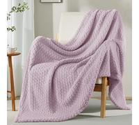 Exclusivo Mezcla Plaid Couverture Gaufré Douce, 130 x 150 CM, Lilas | Jeté de lit, canapé, voyage, polyester, respirant, léger, polaire, confortable en toutes saisons, à motif nid d’abeilles