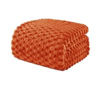 Exclusivo Mezcla Plaid Gaufré, Couverture Douce, 220 x 240 cm, Orange | Couverture Polaire Waffle, motif nid d'abeille texturé, toucher doux et chaud, chaleur enveloppante pour les nuits froides