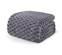 Exclusivo Mezcla Plaid Gaufré, Couverture Douce, 230 x 270 cm, Gris Foncé | Couverture Polaire Waffle, motif nid d'abeille texturé, toucher doux et chaud, chaleur enveloppante pour les nuits froides