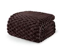 Exclusivo Mezcla Plaid Gaufré, Couverture Douce, 230 x 270 cm, Marron | Couverture Polaire Waffle, motif nid d'abeille texturé, toucher doux et chaud, chaleur enveloppante pour les nuits froides