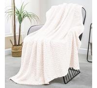 Exclusivo Mezcla Plaid Polaire en Flanelle, Tissu À Motif Chevron, Couverture Douce et Chaude pour Canapé/Lit, Agréable et Douillette, 130x170CM, Ivoire