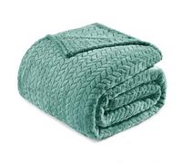 Exclusivo Mezcla Plaid Polaire en Flanelle, Tissu À Motif Chevron, Couverture Douce et Chaude pour Canapé/Lit, Agréable et Douillette, 230x170CM, Céladon