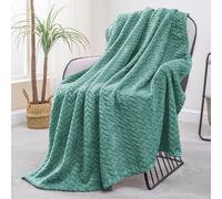 Exclusivo Mezcla Plaid Polaire en Flanelle, Tissu À Motif Chevron, Couverture Douce et Chaude pour Canapé/Lit, Agréable et Douillette, 130x170CM, Céladon