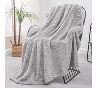 Exclusivo Mezcla Plaid Polaire en Flanelle, Tissu À Motif Chevron, Couverture Douce et Chaude pour Canapé/Lit, Agréable et Douillette, 130x170CM, Gris-Bleu