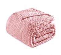 Exclusivo Mezcla Plaid Polaire en Flanelle, Tissu À Motif Chevron, Couverture Douce et Chaude pour Canapé/Lit, Agréable et Douillette, 230x270CM, Rose
