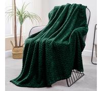 Exclusivo Mezcla Plaid Polaire en Flanelle, Tissu À Motif Chevron, Couverture Douce et Chaude pour Canapé/Lit, Agréable et Douillette, 130x170CM, Vert Forêt