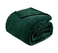 Exclusivo Mezcla Plaid Polaire en Flanelle, Tissu À Motif Chevron, Couverture Douce et Chaude pour Canapé/Lit, Agréable et Douillette, 230x270CM, Vert Forêt