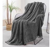 Exclusivo Mezcla Plaid Polaire en Flanelle, Tissu À Motif Chevron, Couverture Douce et Chaude pour Canapé/Lit, Agréable et Douillette, 130x170CM, Gris Foncé