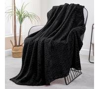 Exclusivo Mezcla Plaid Polaire en Flanelle, Tissu À Motif Chevron, Couverture Douce et Chaude pour Canapé/Lit, Agréable et Douillette, 130x170CM, Noir