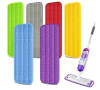 EXEGO Lot de 6 serpillères réutilisables en microfibre pour balai Swiffer PowerMop - Recharges pour balai pulvérisateur de 33 à 38,1 cm, recharges lavables en machine pour nettoyage de sols