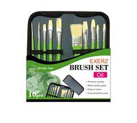 EXERZ 10 pièces soies de pinceaux avec Voyage Coffret pour Huile Peinture