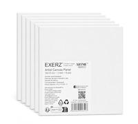 Exerz 10x10cm Panneaux de Toile 6 pièces- 3mm/ Cartons entoilés/Toile à Peindre/ 280GSM/ 100% Coton/Blanche/Triple apprêt/sans Acide/Grain Moyen/Peinture à Huile/Gouache/Acrylique