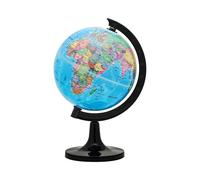Exerz 14 cm éducatif globe terrestre carte politique rotatif de bureau | bleu sphere noir ABS support countries capitals ages 8 plus facile montage Idéal au quotidien