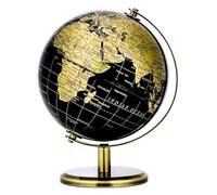 Exerz 14 cm mini globe terrestre noir or carte en anglais Bronze support | rotatif de bureau déco transparent géographie print countries capitals Cadeau boxed Idéal au