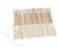 Exerz 18 pièces de pinceaux avec Toile Rouleau pour Acrylique Huile | naturel soies pinceaux avec bois manches toile rangement Wrap pour aquarelle gouache Body peinture et loisirs créatifs