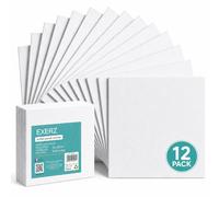 Exerz 20x20cm Panneaux de Toile 12pcs, Cartons entoilés, Tableaux en Toile à Peindre, 3mm d'épaisseur 280GSM, 100% Coton,Vierge, Triple apprêt, Sans Acide, Grain Moyen