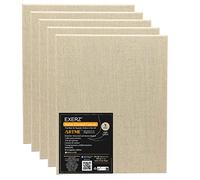 EXERZ 24x30cm Toiles Pré-étirées de Lin 5pcs - 320gsm, Triple apprêt, Sans Acide, Grain Moyen, Pur Lin Écru - Huile et Acrylique (24x30cm 5 pièces)