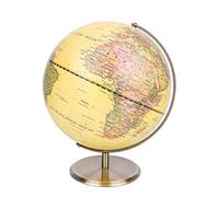 Exerz 30cm Globe Antique - Support en métal Couleur Bronze - Carte en Anglais- Grand Globe Rotatif - Décoration de Bureau pédagogique/géographique- pour l'école, la Maison et Le Bureau