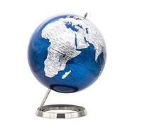 Exerz 30cm Globe Bleu Métallique - en Anglais - Décoration de bureau Éducationnel/géographique/moderne - avec base en métal - Diamètre: 30cm
