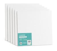 Exerz 30x30cm Panneaux de Toile 6pcs, 3mm Cartons entoilés, Toile à Peindre, 280GSM 100% Coton, Blanche, Triple apprêt, Sans Acide, Grain Moyen,Peinture - Huile/Gouache/Acrylique
