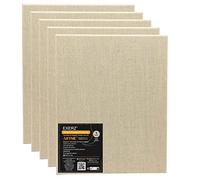 EXERZ 30x40cm Toiles Pré-étirées de Lin 5pcs A3-320gsm, Triple apprêt, Sans Acide, Grain Moyen, Pur Lin Écru - Huile et Acrylique (30x40cm - 5pcs)