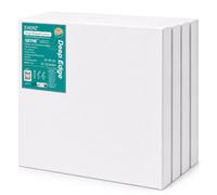EXERZ 40x40cm Toiles Encadrées Bord Profond 4 Pièces- 3,8CM D'épaisseur 380GSM 3D Châssis entoilé, 100% Coton, Triple Apprêt, Sans Acide, Grain Moyen, Peinture Acrylique, À L'huile