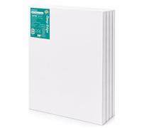 EXERZ 80x100cm Toiles Encadrées Bord Profond 4 Pièces- 3,8CM D'épaisseur 380GSM/ Châssis Entoilé/ 100% Coton/Triple Apprêt/Sans Acide/Grain Moyen/Peinture Acrylique, À L'huile