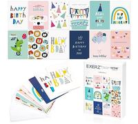 EXERZ Cartes d'anniversaire avec enveloppes 24pcs (Cartes Assorties x 24)