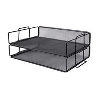 Exerz Corbeilles à courrier 2 Pièces/Bannette de Bureau superposable à Mailles métalliques/Organisateur Multifonctionnel/Support de fichier pour Le Bureau, l'école, l'étude - EX62005 Argent (Noir)