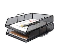 EXERZ Corbeilles à courrier 2 Pièces/Bannette de Bureau superposable à Mailles métalliques/Organisateur Multifonctionnel/Support de fichie